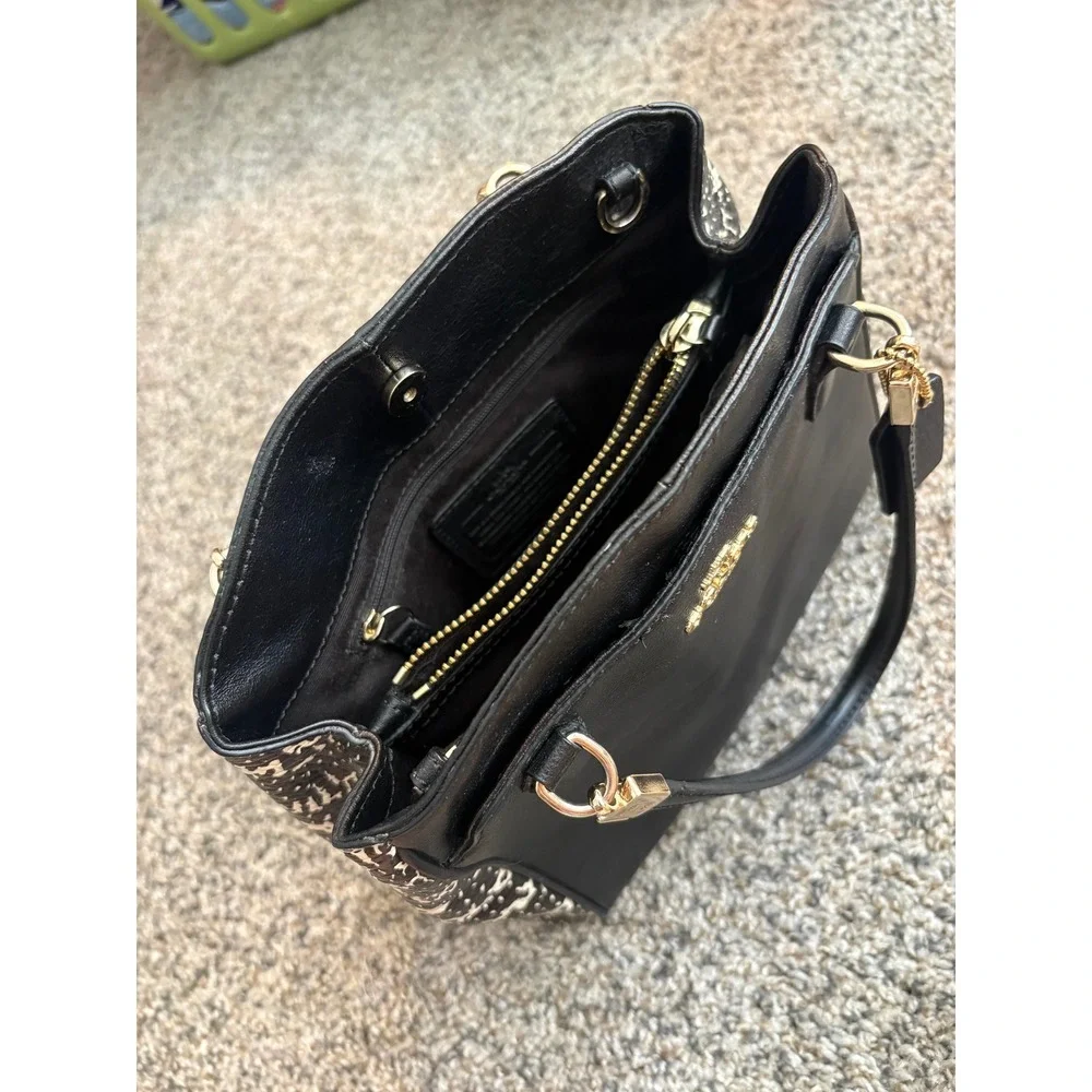 Vintage Coach Minetta Crossbody Satchel, Black Snakeskin Accent